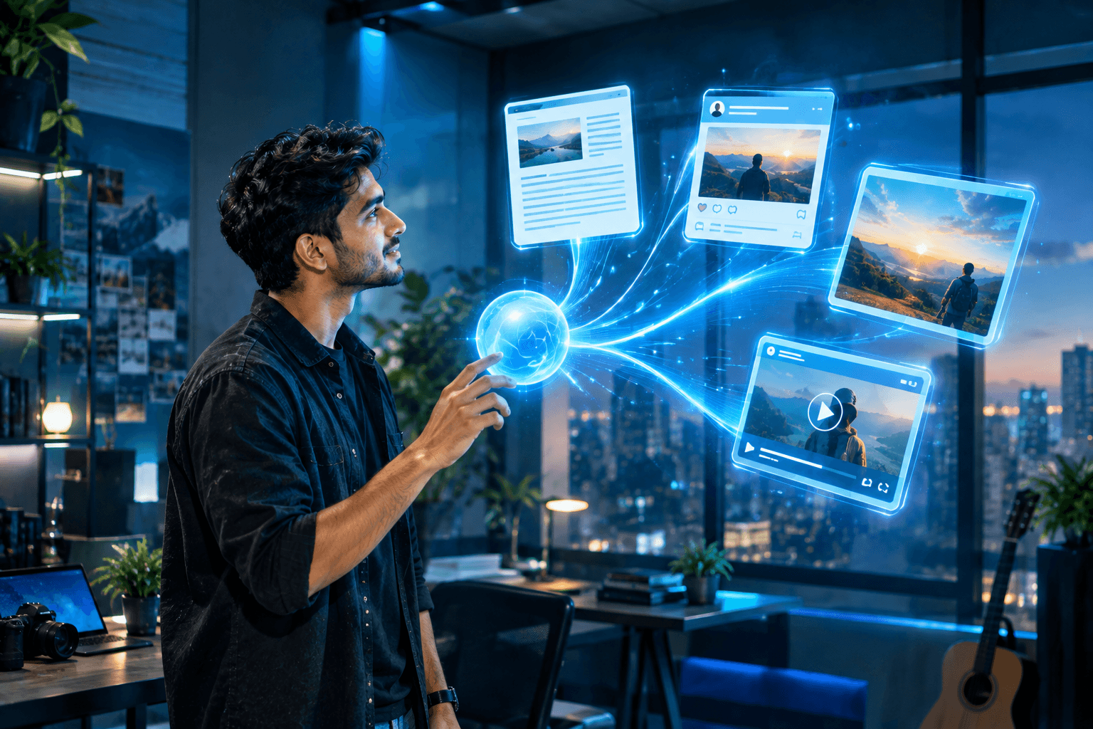 Creative team producing AI-assisted content