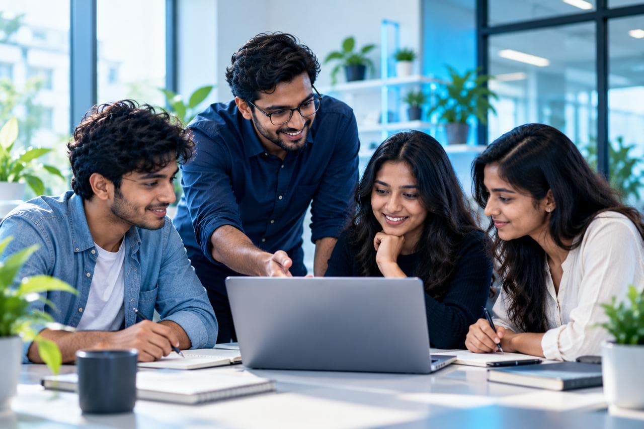 Experienced AI mentors teaching a class